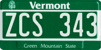 VT license plate ZCS343