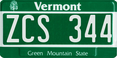 VT license plate ZCS344