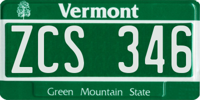 VT license plate ZCS346