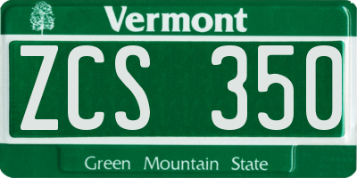 VT license plate ZCS350