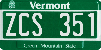VT license plate ZCS351