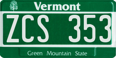 VT license plate ZCS353