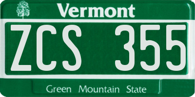 VT license plate ZCS355