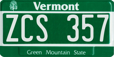 VT license plate ZCS357