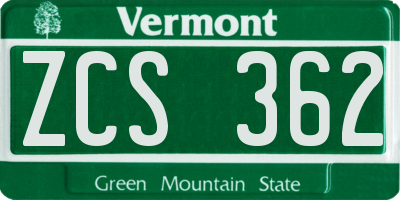 VT license plate ZCS362