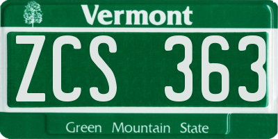VT license plate ZCS363