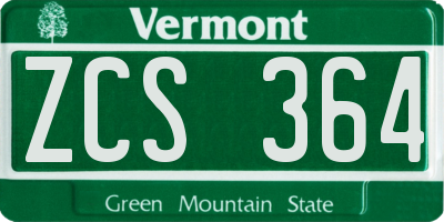 VT license plate ZCS364