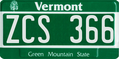 VT license plate ZCS366