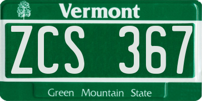 VT license plate ZCS367