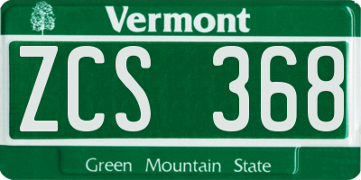 VT license plate ZCS368