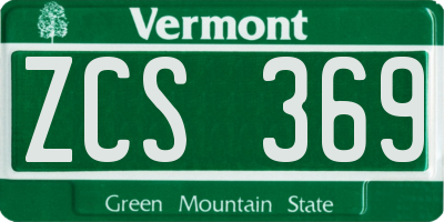 VT license plate ZCS369