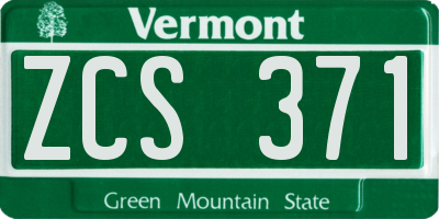 VT license plate ZCS371