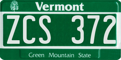 VT license plate ZCS372