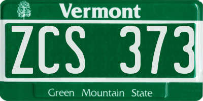 VT license plate ZCS373