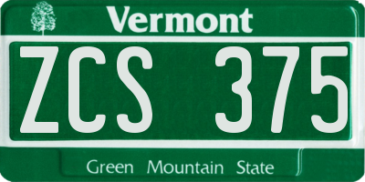 VT license plate ZCS375