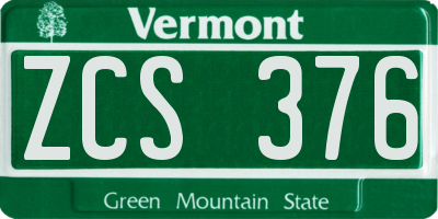 VT license plate ZCS376