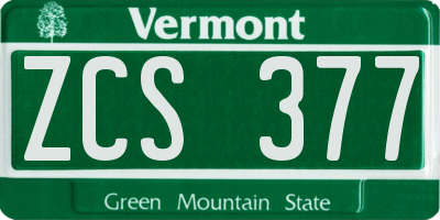 VT license plate ZCS377
