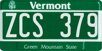 VT license plate ZCS379