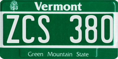VT license plate ZCS380