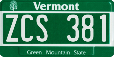 VT license plate ZCS381