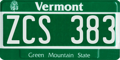 VT license plate ZCS383