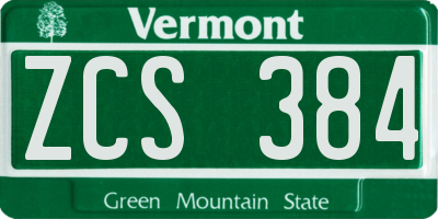 VT license plate ZCS384