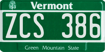 VT license plate ZCS386