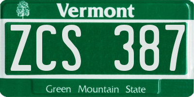 VT license plate ZCS387