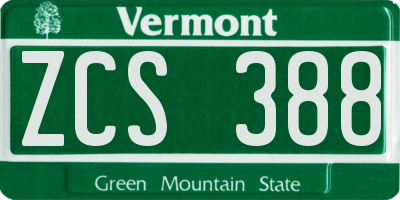 VT license plate ZCS388
