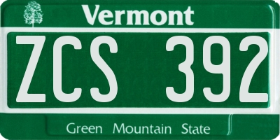 VT license plate ZCS392