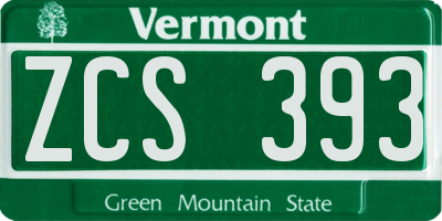 VT license plate ZCS393
