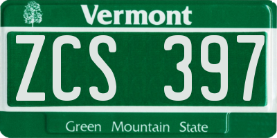 VT license plate ZCS397