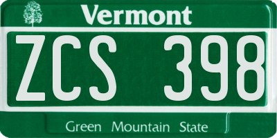 VT license plate ZCS398