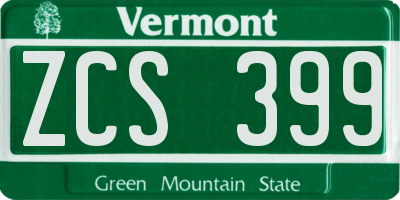 VT license plate ZCS399