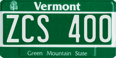 VT license plate ZCS400