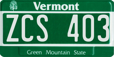 VT license plate ZCS403