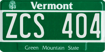VT license plate ZCS404