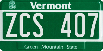 VT license plate ZCS407