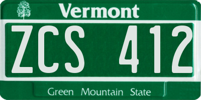 VT license plate ZCS412