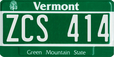 VT license plate ZCS414