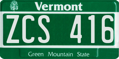 VT license plate ZCS416