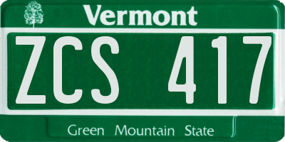 VT license plate ZCS417