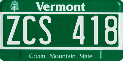 VT license plate ZCS418