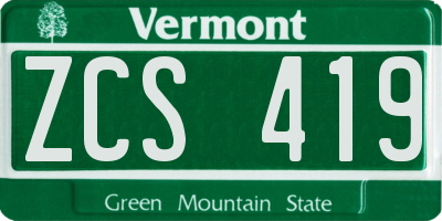 VT license plate ZCS419