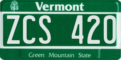 VT license plate ZCS420