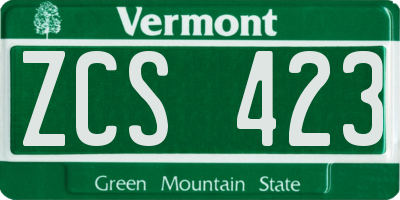 VT license plate ZCS423