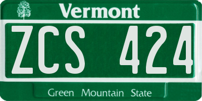 VT license plate ZCS424