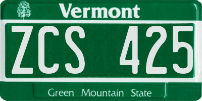 VT license plate ZCS425