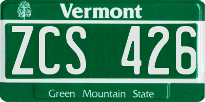 VT license plate ZCS426