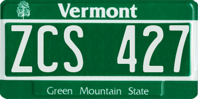 VT license plate ZCS427
